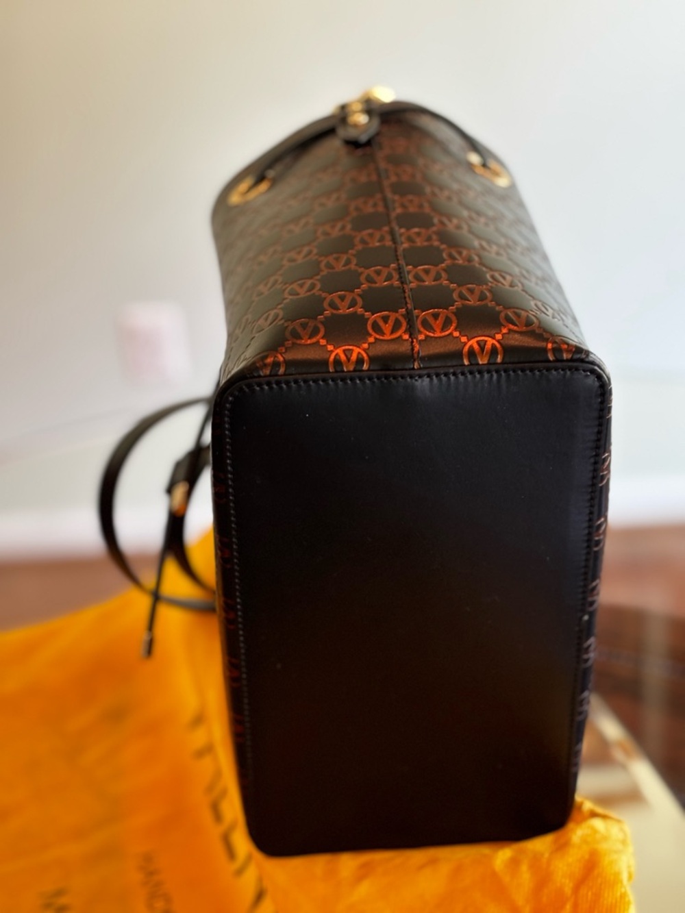 Valentino Brown & Black Logo Drawstring Bucket Bag - Picture 9 of 10